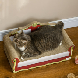 PawHut Cat Scratcher Lounge Sofa, Durable Cardboard Bed with Catnip, Stylish & Eco-Friendly, 58x29.5x29cm - Aosom UK - thumbnail 7