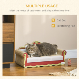 PawHut Cat Scratcher Lounge Sofa, Durable Cardboard Bed with Catnip, Stylish & Eco-Friendly, 58x29.5x29cm - Aosom UK - thumbnail 4