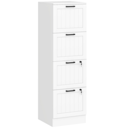 HOMCOM 4 Drawer Filing Cabinet with Lock, Office Storage Cabinet with Adjustable Hanging Bars for A4 Letter Size Files, White - thumbnail 1