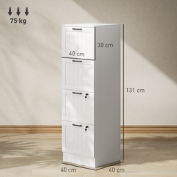 HOMCOM 4 Drawer Filing Cabinet with Lock, Office Storage Cabinet with Adjustable Hanging Bars for A4 Letter Size Files, White - thumbnail 3