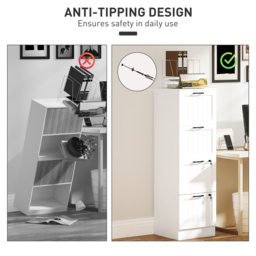 HOMCOM 4 Drawer Filing Cabinet with Lock, Office Storage Cabinet with Adjustable Hanging Bars for A4 Letter Size Files, White - thumbnail 7