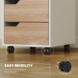 HOMCOM Mobile File Cabinet, Small Filing Cabinet with 3 Drawers, Lockable Casters for Office, Oak & White - Aosom UK - thumbnail 6