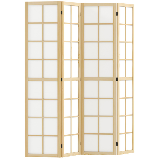 HOMCOM 4 Panel Folding Room Divider, Freestanding Room Separator, Indoor Privacy Screen for Living Room, Bedroom, 160 x 170cm - image 1
