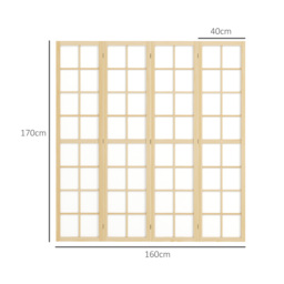 HOMCOM 4 Panel Folding Room Divider, Freestanding Room Separator, Indoor Privacy Screen for Living Room, Bedroom, 160 x 170cm - thumbnail 3