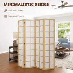 HOMCOM 4 Panel Folding Room Divider, Freestanding Room Separator, Indoor Privacy Screen for Living Room, Bedroom, 160 x 170cm - thumbnail 4