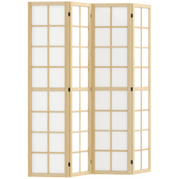 HOMCOM 4 Panel Folding Room Divider, Freestanding Room Separator, Indoor Privacy Screen for Living Room, Bedroom, 160 x 170cm