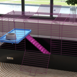 PawHut Chinchillas Small Rabbit Guinea Pig Small Animal Cage, Pet Playhouse, with Platform, Ramp, 99 x 52 x 53cm, Black - Aosom UK - thumbnail 9