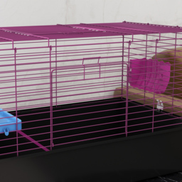 PawHut Chinchillas Small Rabbit Guinea Pig Small Animal Cage, Pet Playhouse, with Platform, Ramp, 99 x 52 x 53cm, Black - Aosom UK - thumbnail 8