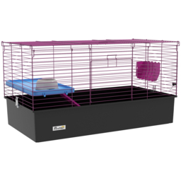 PawHut Chinchillas Small Rabbit Guinea Pig Small Animal Cage, Pet Playhouse, with Platform, Ramp, 99 x 52 x 53cm, Black - Aosom UK
