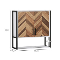 HOMCOM Bathroom Cabinet Wall Mounted, Bathroom Wall Cabinet Medicine Cabinet with 2 Doors, Adjustable Shelf, Walnut - thumbnail 3