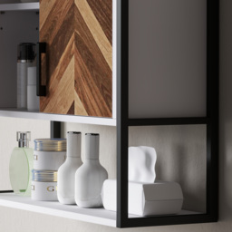 HOMCOM Bathroom Cabinet Wall Mounted, Bathroom Wall Cabinet Medicine Cabinet with 2 Doors, Adjustable Shelf, Walnut - thumbnail 9