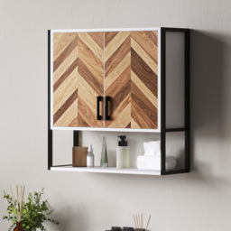 HOMCOM Bathroom Cabinet Wall Mounted, Bathroom Wall Cabinet Medicine Cabinet with 2 Doors, Adjustable Shelf, Walnut - thumbnail 2