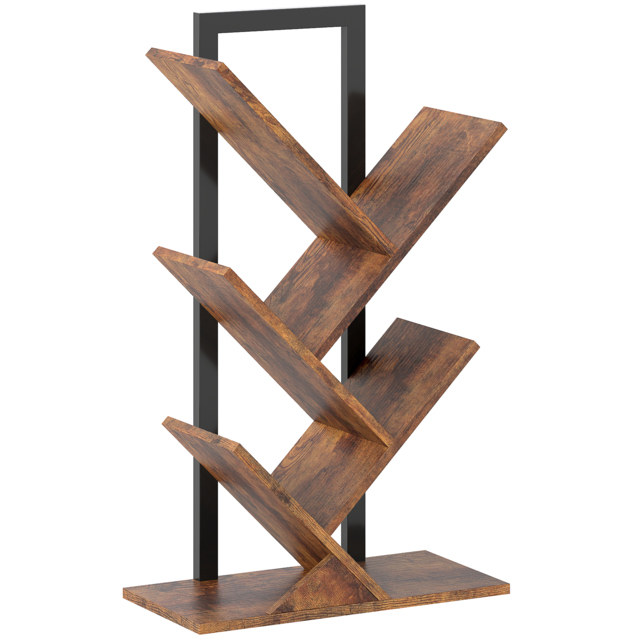 HOMCOM Four-Section Tree Bookcase - Wood-Effect - image 1