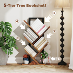 HOMCOM Four-Section Tree Bookcase - Wood-Effect - thumbnail 4