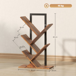 HOMCOM Four-Section Tree Bookcase - Wood-Effect - thumbnail 3