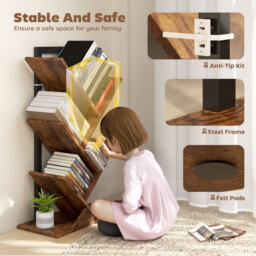 HOMCOM Four-Section Tree Bookcase - Wood-Effect - thumbnail 5