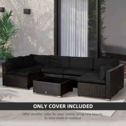 Outsunny Garden Rattan Sofa Cushion Polyester Cover Replacement Outdoor- No Cushion Included, Black - Aosom UK - thumbnail 6