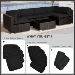 Outsunny Garden Rattan Sofa Cushion Polyester Cover Replacement Outdoor- No Cushion Included, Black - Aosom UK - thumbnail 4
