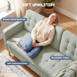HOMCOM 3 Seater Sofa, 169cm Couch with Hidden Storage, Wood Legs, Light Grey - thumbnail 4