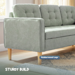 HOMCOM 3 Seater Sofa, 169cm Couch with Hidden Storage, Wood Legs, Light Grey - thumbnail 5