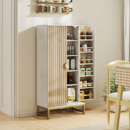 HOMCOM 119.5 cm Kitchen Cupboard, Freestanding Kitchen Cabinet with Double Doors, 5 Tiers, 12 Spice Racks, White - thumbnail 2