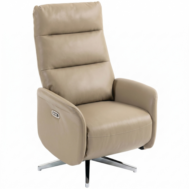 HOMCOM Power Recliner Chair, Swivel Electric Reclining Chair with Type C+USB, Recliner Armchair with Footrest, Brown - image 1