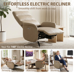 HOMCOM Power Recliner Chair, Swivel Electric Reclining Chair with Type C+USB, Recliner Armchair with Footrest, Brown - thumbnail 4