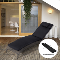 Outsunny Replacement Thick Cushion for Sun Lounger, Recliner Chair Relaxer Pad with Pillow, Black - Aosom UK - thumbnail 2