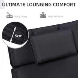 Outsunny Replacement Thick Cushion for Sun Lounger, Recliner Chair Relaxer Pad with Pillow, Black - Aosom UK - thumbnail 4