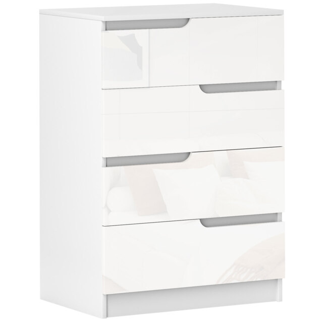HOMCOM 4 Drawer Chest of Drawers, Modern Dresser for Bedroom, Living Room, 60 x 40 x 85cm, White - image 1