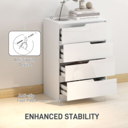 HOMCOM 4 Drawer Chest of Drawers, Modern Dresser for Bedroom, Living Room, 60 x 40 x 85cm, White - thumbnail 6