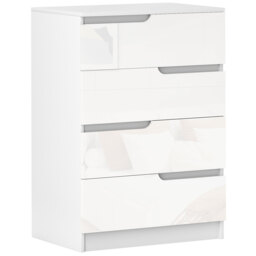 HOMCOM 4 Drawer Chest of Drawers, Modern Dresser for Bedroom, Living Room, 60 x 40 x 85cm, White - thumbnail 1