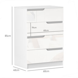 HOMCOM 4 Drawer Chest of Drawers, Modern Dresser for Bedroom, Living Room, 60 x 40 x 85cm, White - thumbnail 3