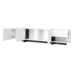 High-Gloss Black and White TV Cabinet with 3 Doors, Ample Storage, Modern TV Stand for Living Room, 170L x 29.5W x 40H cm, Black+White - Aosom UK - thumbnail 9