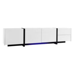 High-Gloss Black and White TV Cabinet with 3 Doors, Ample Storage, Modern TV Stand for Living Room, 170L x 29.5W x 40H cm, Black+White - Aosom UK - thumbnail 8