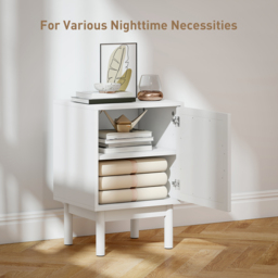 HOMCOM Rattan Bedside Table for Bedroom - White - thumbnail 4