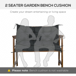 Outsunny 2 Seater Bench Cushion, Garden Chair Cushion with Back and Ties for Indoor and Outdoor Use, 98 x 100 cm, Black - thumbnail 7