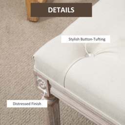 HOMCOM Tufted Ottoman Bench, Linen-Touch Fabric Footstool, Upholstered Accent Seat for Lounge, Bedroom, Corridor, Beige - Aosom UK - thumbnail 4