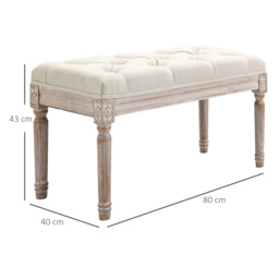 HOMCOM Tufted Ottoman Bench, Linen-Touch Fabric Footstool, Upholstered Accent Seat for Lounge, Bedroom, Corridor, Beige - Aosom UK - thumbnail 3