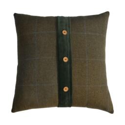 Set of 2 Quinn Cushion with Soft Cotton Blend and Velvet Pile, Handcrafted Pillow Ideal for Sofa and Bed, 45L x 45W x 15H cm, Olive Green - Aosom UK - thumbnail 2