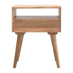 100% Solid Wood Bedside Table with Spacious Drawer and Open Shelf, Hand-finished Crafted Desk for Bedroom, 35 x 45 x 57 cm, Brown - Aosom UK - thumbnail 7