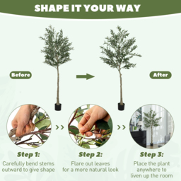 HOMCOM 6ft/ 180cm Decorative Artificial Plant, Silk Olive Tree with 900 Leaves and 40 Olive Fruits in Pot, Fake Plant for Home, Office, Living Room, Indoor Decor - thumbnail 6