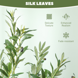 HOMCOM 6ft/ 180cm Decorative Artificial Plant, Silk Olive Tree with 900 Leaves and 40 Olive Fruits in Pot, Fake Plant for Home, Office, Living Room, Indoor Decor - thumbnail 5