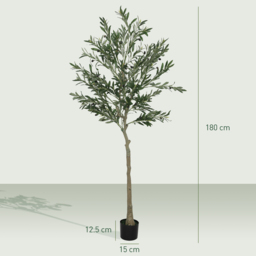 HOMCOM 6ft/ 180cm Decorative Artificial Plant, Silk Olive Tree with 900 Leaves and 40 Olive Fruits in Pot, Fake Plant for Home, Office, Living Room, Indoor Decor - thumbnail 3