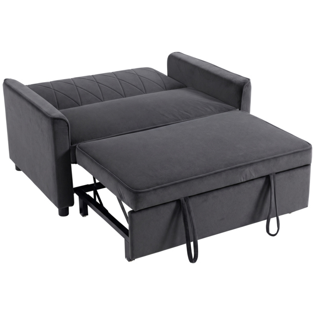 HOMCOM 2 Seater Sofa Bed, 3-in-1 Convertible Pull Out Sleeper Sofa with Clik-Clack Adjustable Backrest, Dark Grey - image 1