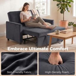 HOMCOM 2 Seater Sofa Bed, 3-in-1 Convertible Pull Out Sleeper Sofa with Clik-Clack Adjustable Backrest, Dark Grey - thumbnail 6