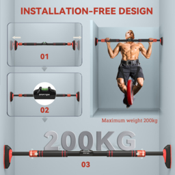 "SPORTNOW Pull Up Bar Doorway No Screws, Door Frame Chin Up Bar with Level Metre, 96-130 cm (37.8""-51.2"") Width Adjustable for Home Gym, Max Load 200kg" - thumbnail 6
