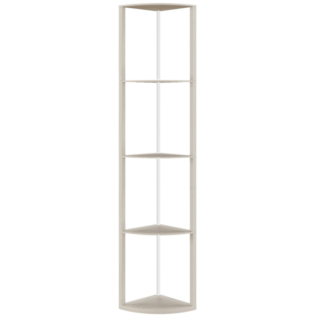 HOMCOM RGB LED Floor Lamp with Shelves, 4-Tier Dimmable Standing Lamp with Remote Control for Living Room Bedroom Office, Oak - image 1