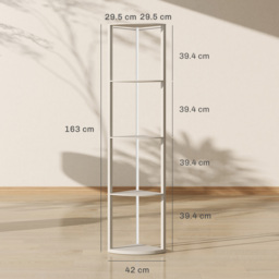 HOMCOM RGB LED Floor Lamp with Shelves, 4-Tier Dimmable Standing Lamp with Remote Control for Living Room Bedroom Office, Oak - thumbnail 3