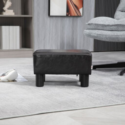 HOMCOM Ottoman Cube Footstool, PU Leather with 4 Plastic Legs, Versatile Furniture for Living Room, 45L x 45W x 45H cm, Black - Aosom UK - thumbnail 8